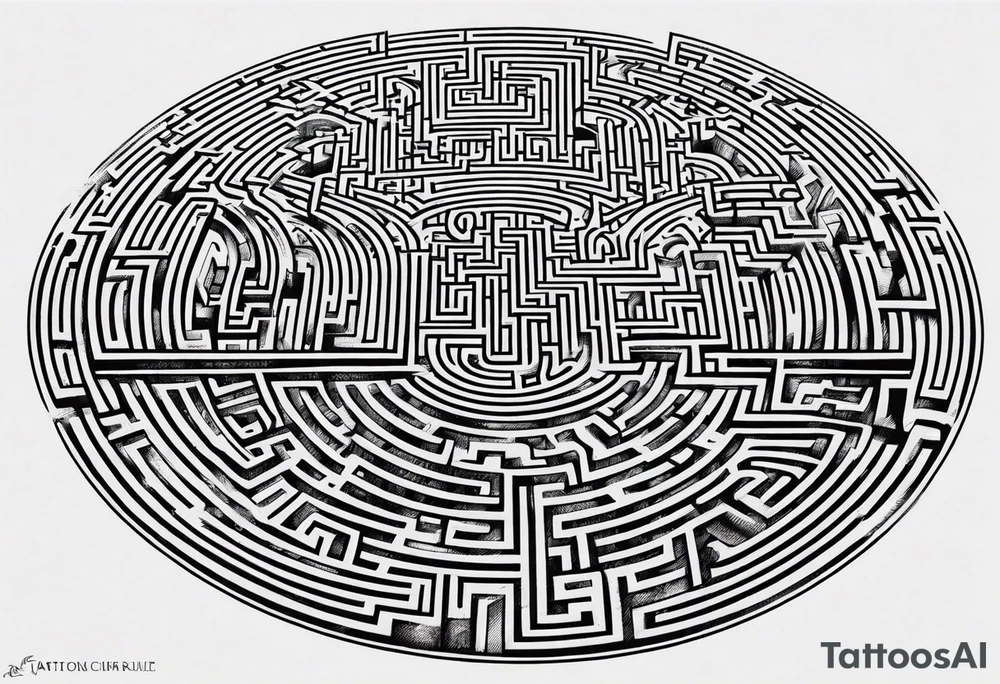 Labyrinth maze full sleave tattoo idea