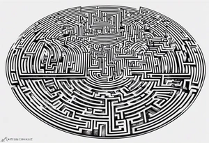 Labyrinth maze full sleave tattoo idea