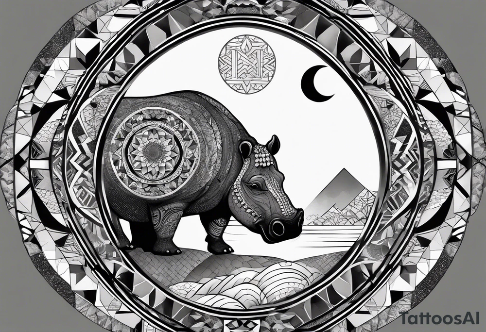 Very asymmetrical, +geometric pattern, with realistic full moon, with hippo,+tribal, +geometric, +inkart , +blackwork, +grey scale, + sketch
with wintersweet flower bud, +inkart touch, +for men, detailed , combined favourite , tattoo idea