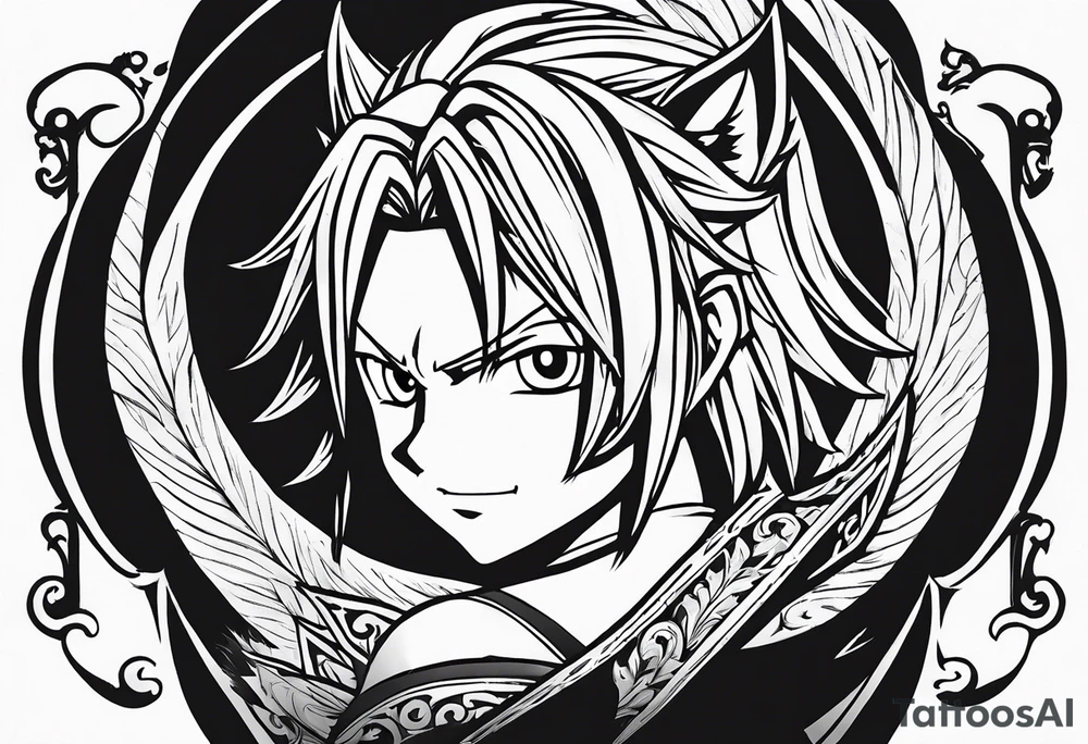 The logo itself of the anime show Fairy Tail that is essentially a fairy with a tail tattoo idea