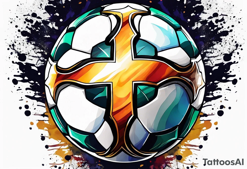 football cross with watercolor background tattoo idea
