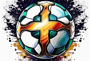 football cross with watercolor background tattoo idea