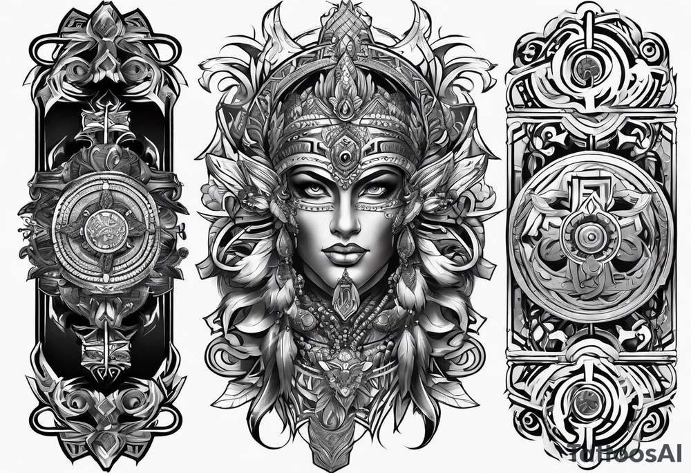 cyber sigilism forearm sleeve tattoo idea