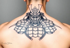Armoured Japanese samurai traditional tattoo idea
