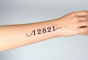 I want a small simple silhouette lines black and white wrist princess like girl snake tattoo that has number 12821 on its body along and also I want it to represent feminine energy crown queen Cycle tattoo idea