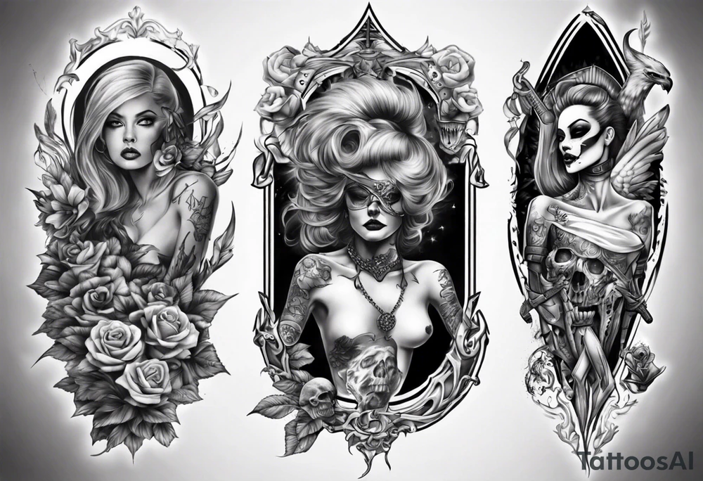 people dies but legends live forever leg sleeve tattoo idea