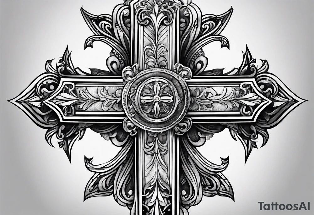 Cross with a design tattoo idea