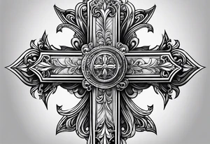 Cross with a design tattoo idea