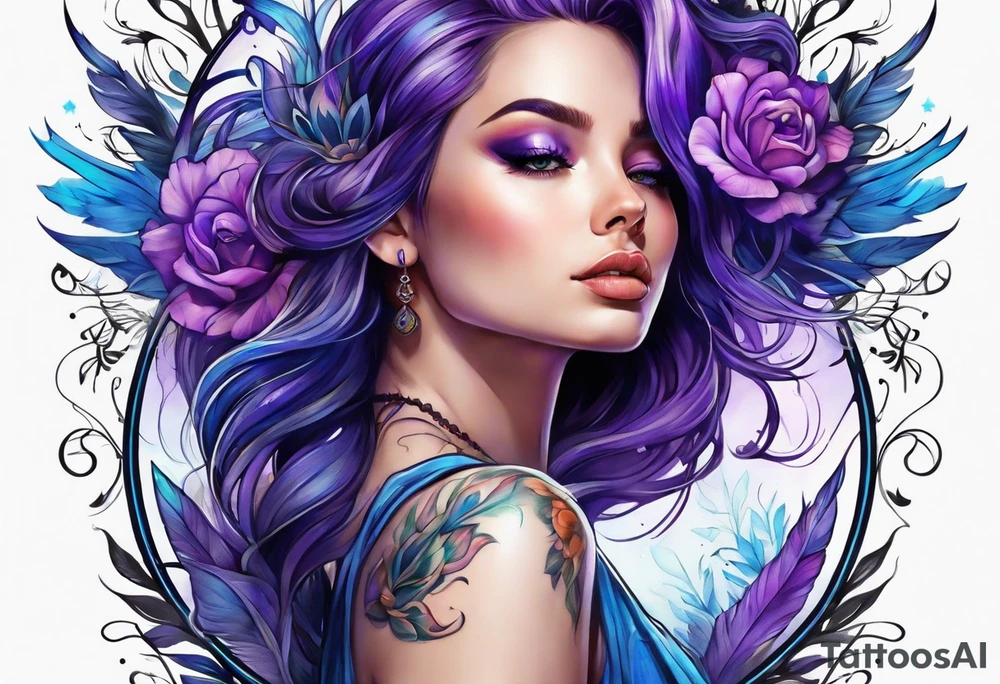 Blue and purple tattoo idea