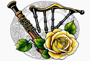 Irish bagpipes yellow rose tattoo idea
