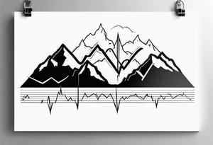 ekg tattoo with mountains tattoo idea