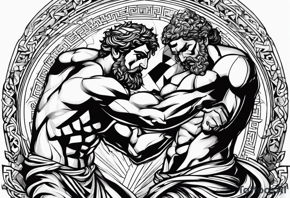 Greek men fight tattoo idea