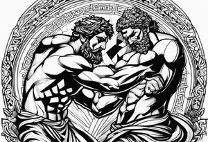 Greek men fight tattoo idea