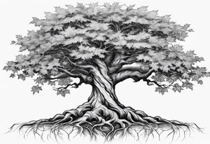 Intertwined Roots and Cross: The roots of the maple tree intertwined with a cross, emphasizing that my family’s foundation is deeply rooted in faith. tattoo idea