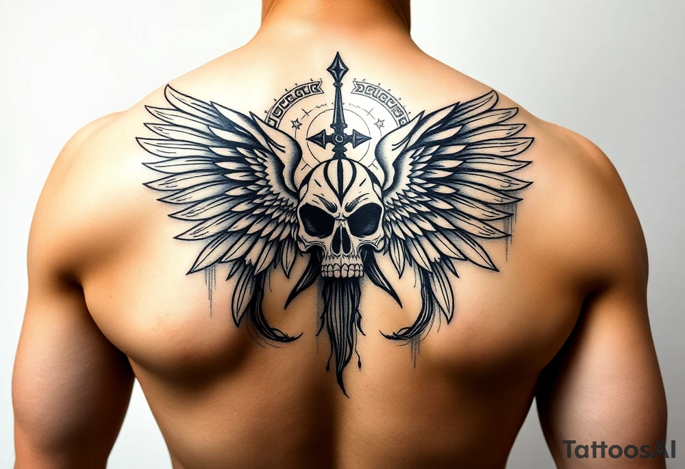 Create a mexican Aztec tattoo with life and death as the theme for the inner bicep. None of what your creating is what im looking for. No wings tattoo idea