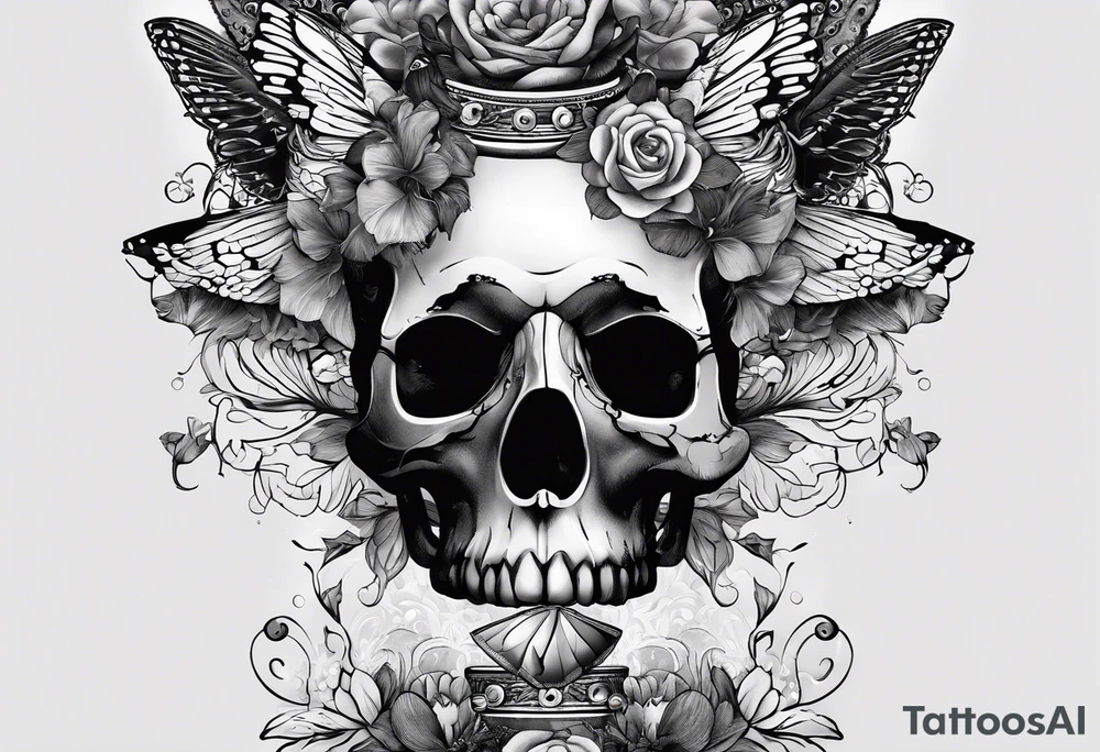 Arma na cabeça, quando atira, a cabeça ecplode em borboletas tattoo idea