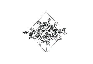 Small Roses filing up the inside of an elongated diamond shape tattoo idea