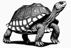 Tortoise. Side profile. Entirely from dots and spots. tattoo idea