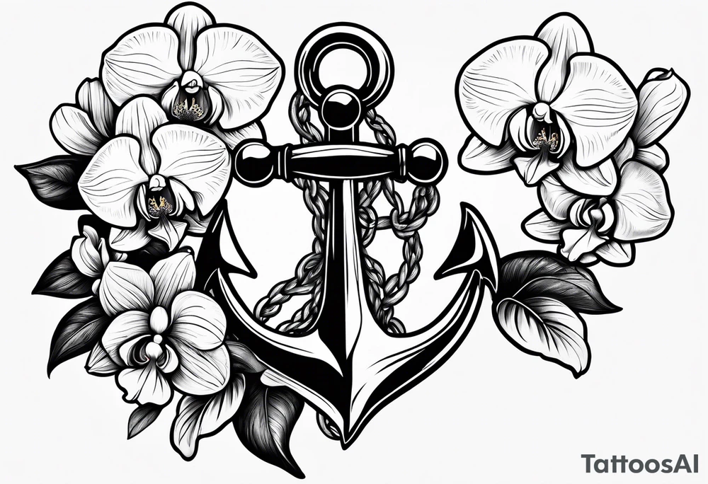 A boat anchor and orchids tattoo idea
