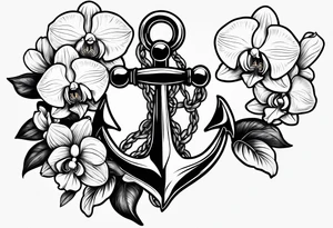 A boat anchor and orchids tattoo idea