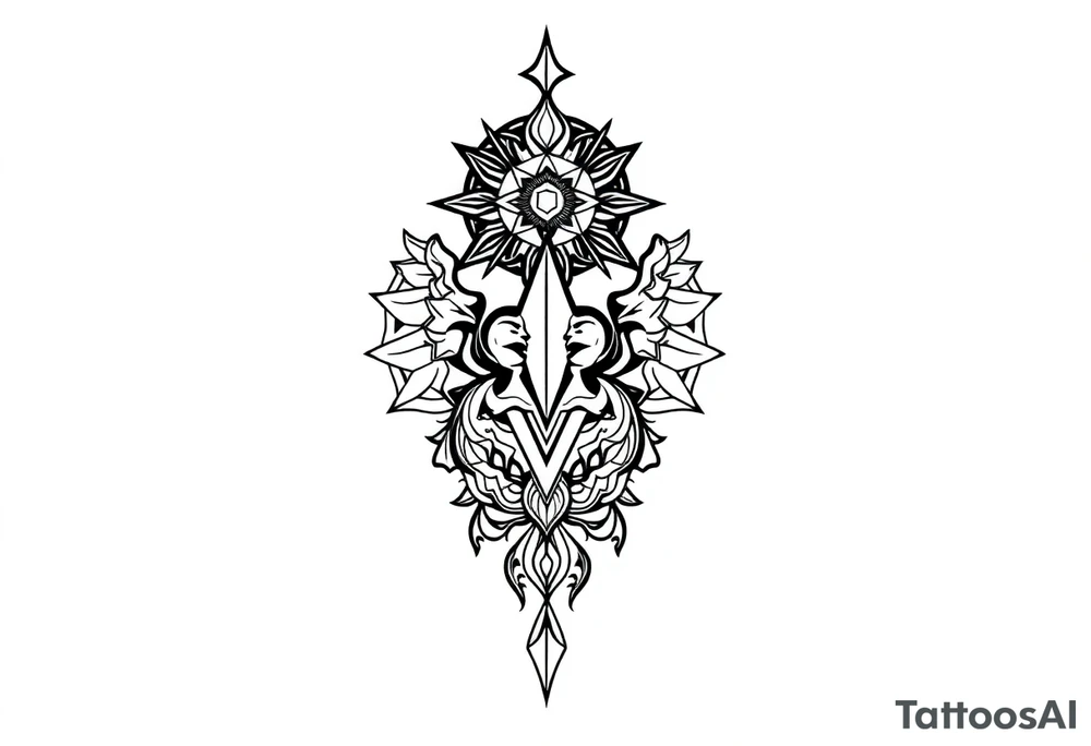 spiritual bold line tattoo idea
