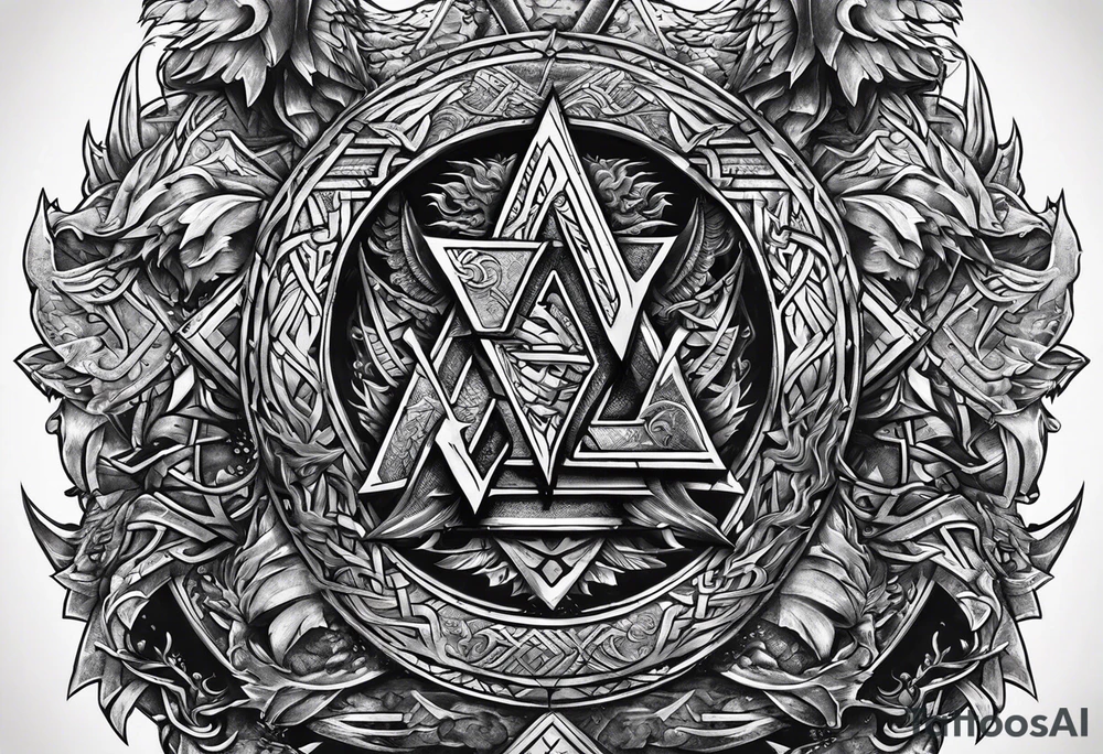 Valhalla valknut sword axe Dragon tattoo idea
