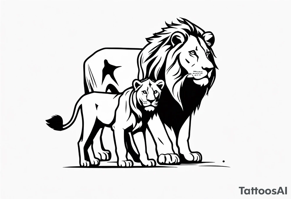LION WITH CUB tattoo idea