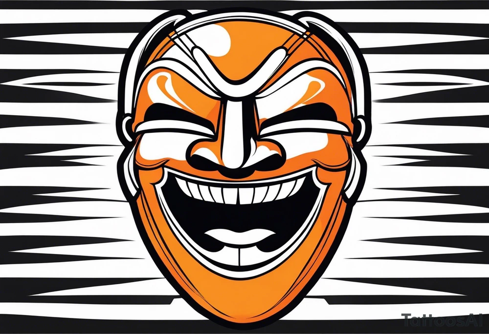 Laughing mask that is orange and black simplistic tattoo idea