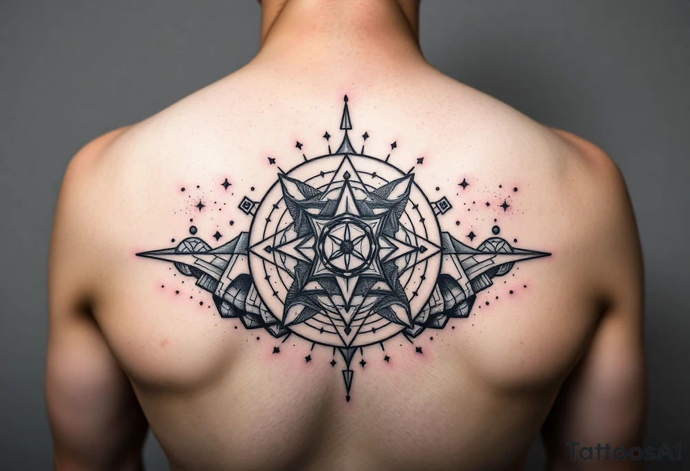 celestial galaxy with the scales of time tattoo idea