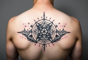 celestial galaxy with the scales of time tattoo idea