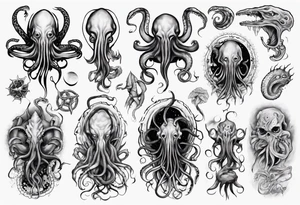 lovecraft mythe long tattoo 
with lot of tentacle for forearm and hand
crazy tattoo idea