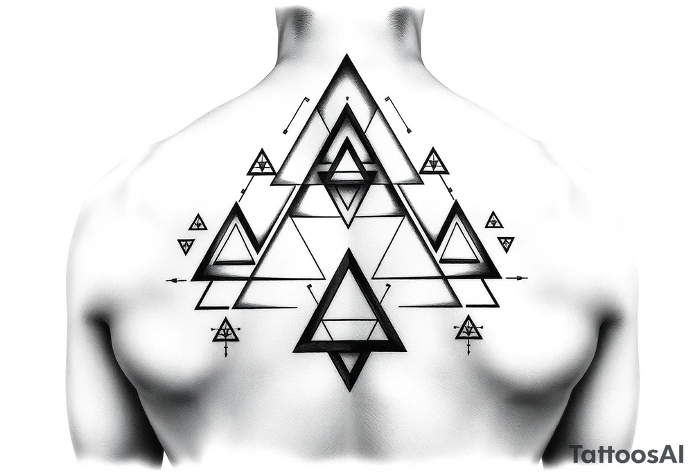 Geometric triangles and for symmetric upper back tattoo tattoo idea