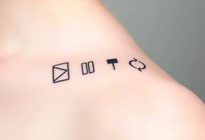 Powerful mental health  symbolism of play button, pause button, stop button and rewind tattoo idea