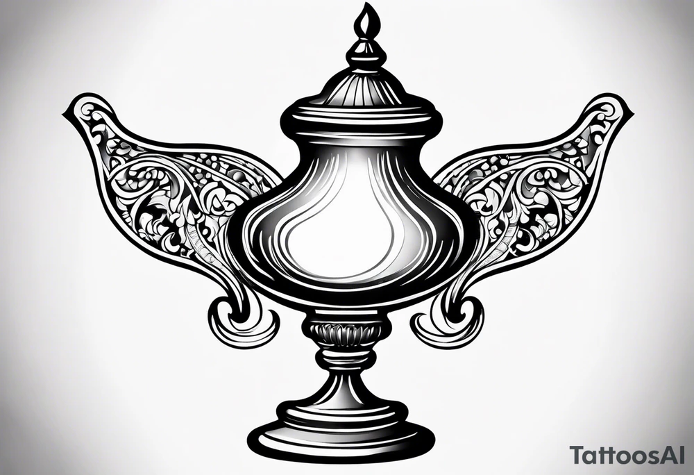 simple magic lamp tattoo idea