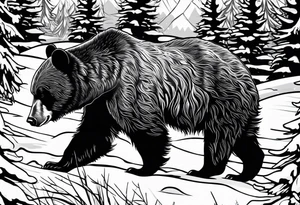 black bear wandering around in canadian winter tattoo idea