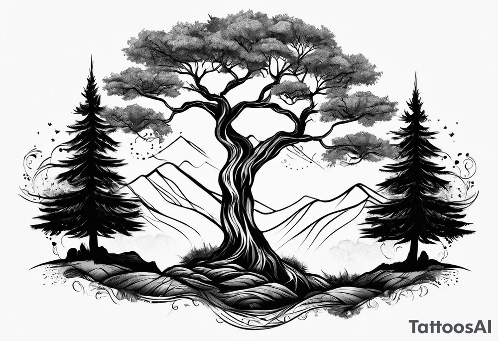 Three trees fineline tattoo idea