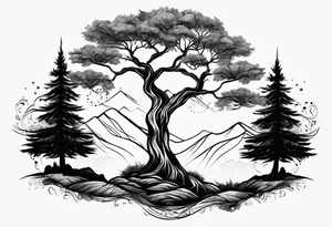 Three trees fineline tattoo idea