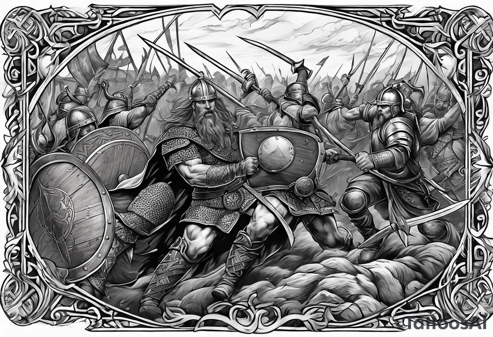 Viking battle scene tattoo idea