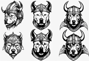 Pit bull with a viking helmet tattoo idea