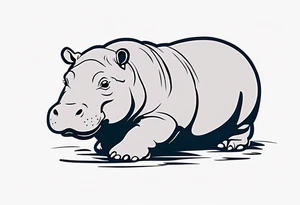 Baby hippo playful face tattoo idea
