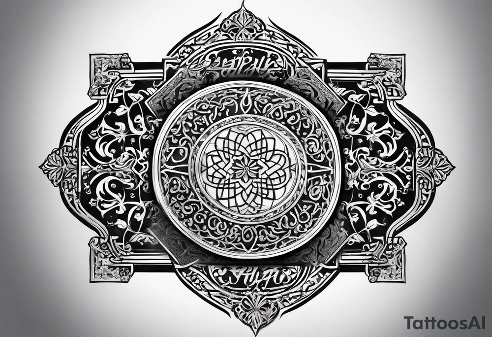 Arabic writing with scroll and heaven tattoo idea