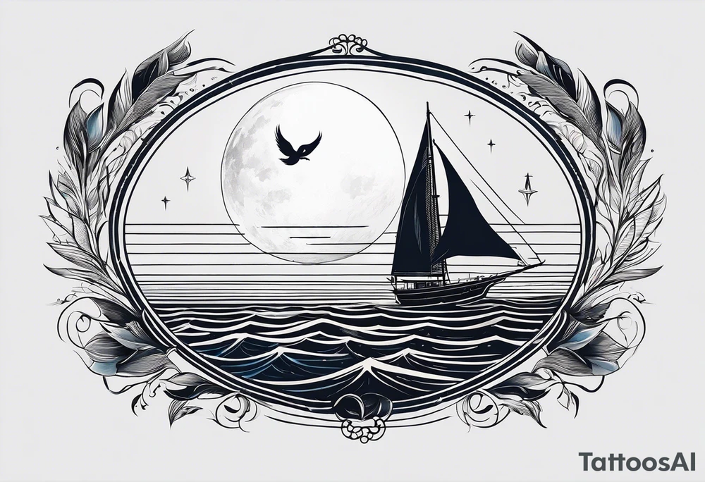 bateau, phare maritime et lune bleu.délicat,minimaliste.phoenix. tattoo idea bateau, phare maritime et lune bleu.délicat,minimaliste.phoenix. tattoo idea