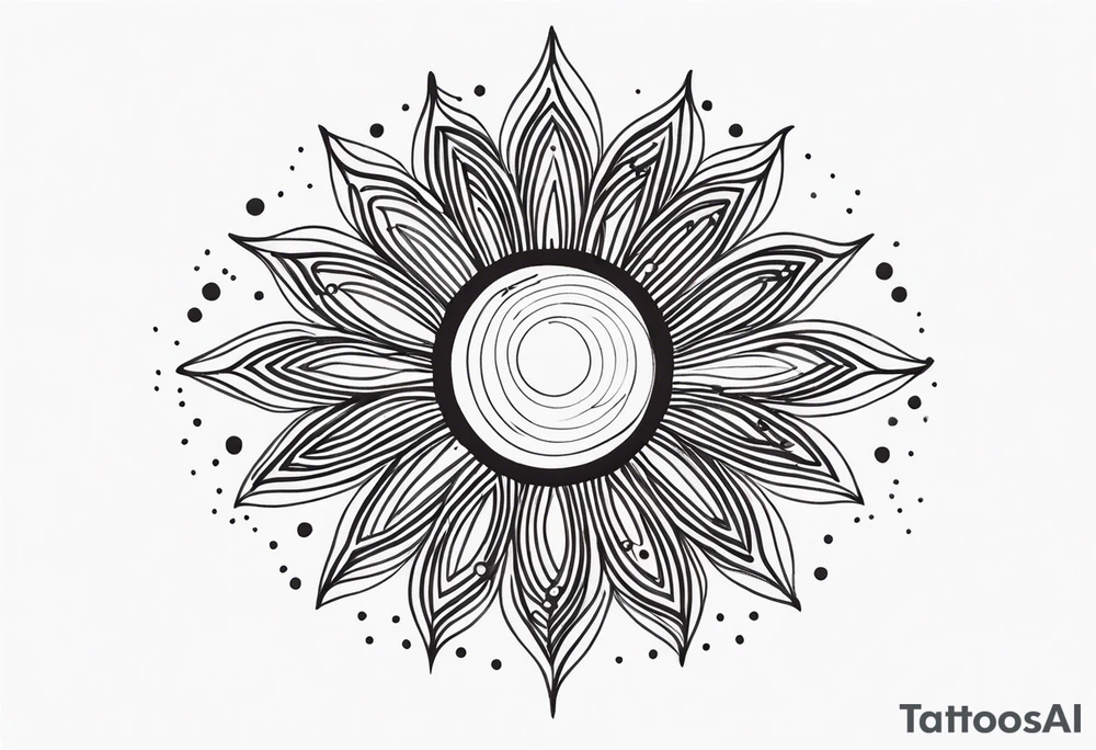 simple sun made of black dots and circles tattoo idea