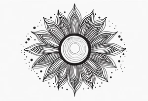 simple sun made of black dots and circles tattoo idea