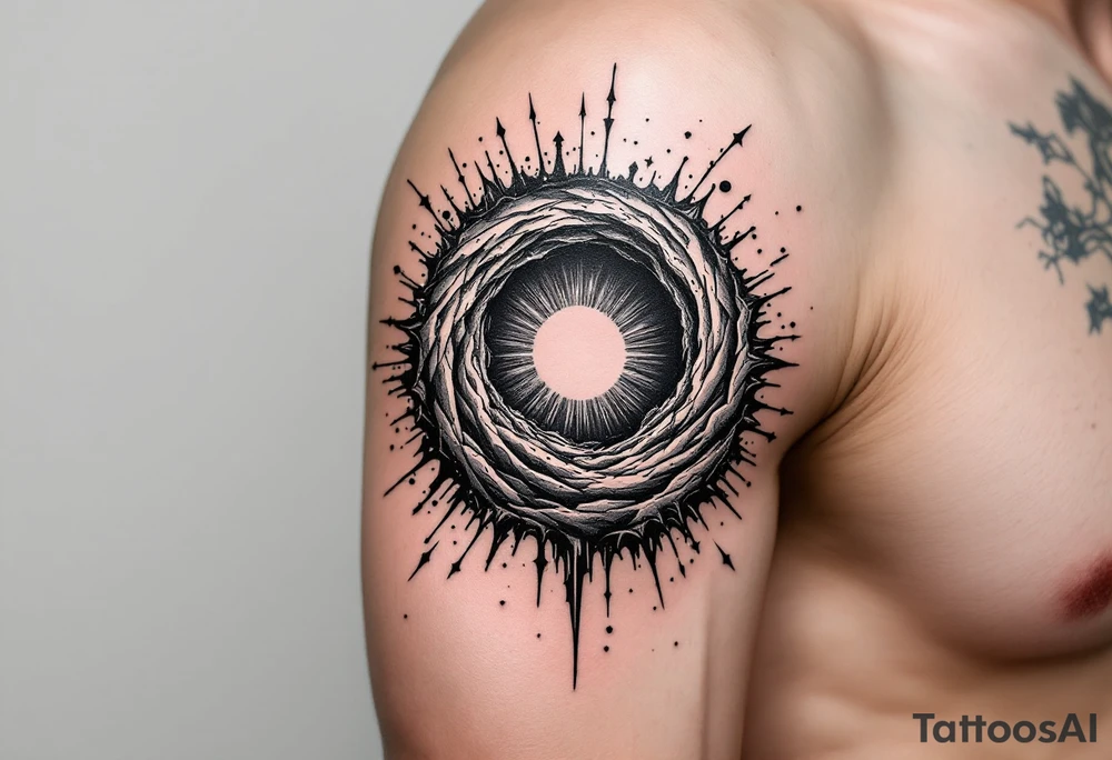 2 different worlds on both sides of a black hole tattoo idea