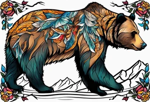Climbing grizzly bear tattoo idea