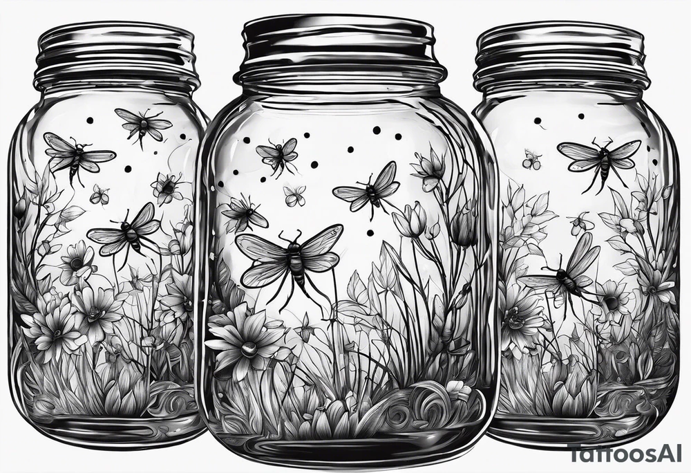 Mason jar with fireflies tattoo idea