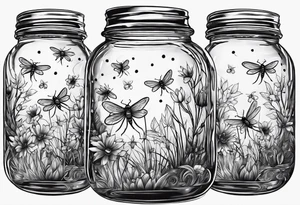 Mason jar with fireflies tattoo idea