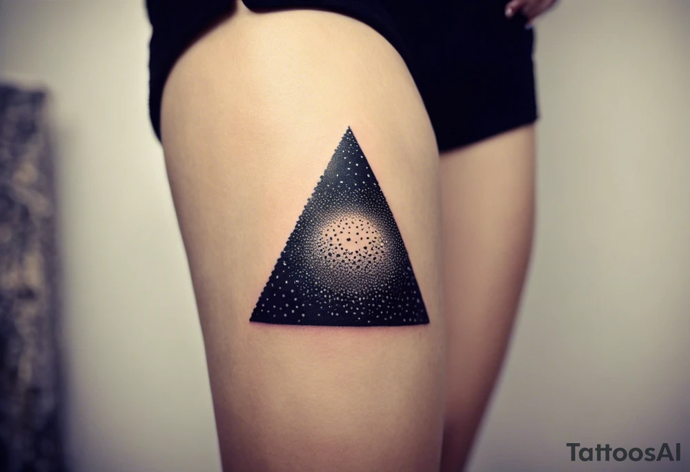 Triángulos fractales, con círculo concéntrico en varios niveles dentro del triangulo fragmentado y que el lado izquierdo sea igual que el derecho pero en dirección contraria tattoo idea