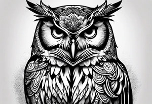 owl with a sheet over its head like a ghost tattoo idea
